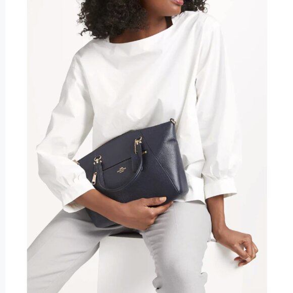 NWOT Coach Prairie Satchel Navy Midnight Leather Crossbody Handbag Purse - Picture 15 of 16